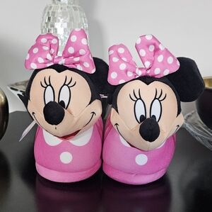 Disney Minnie Mouse Polka Dot Pink Slippers, NWT - Kids 7/8, Girls